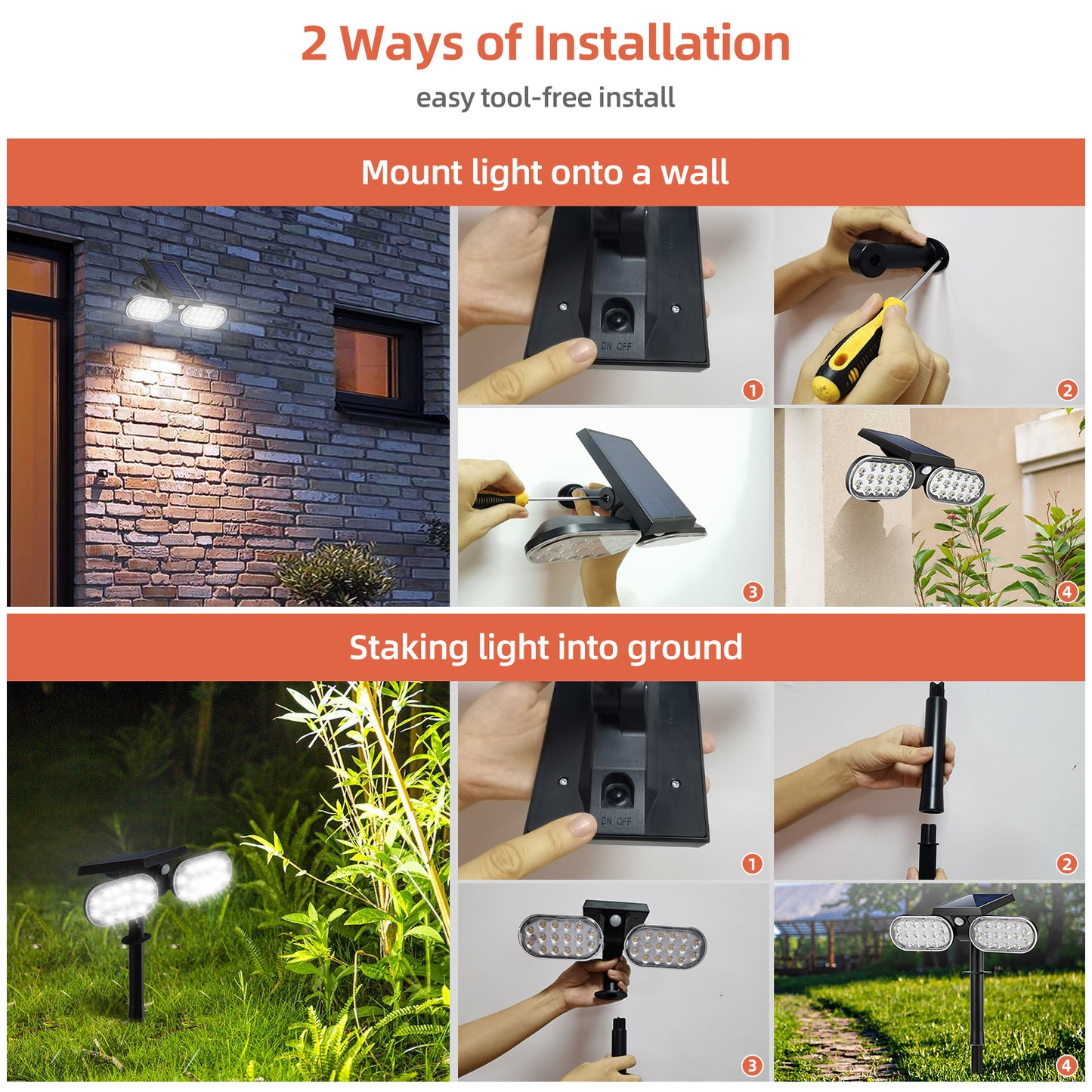 Solar Landscape Outdoor 360º Motion Swivel with Automatic On/Off.