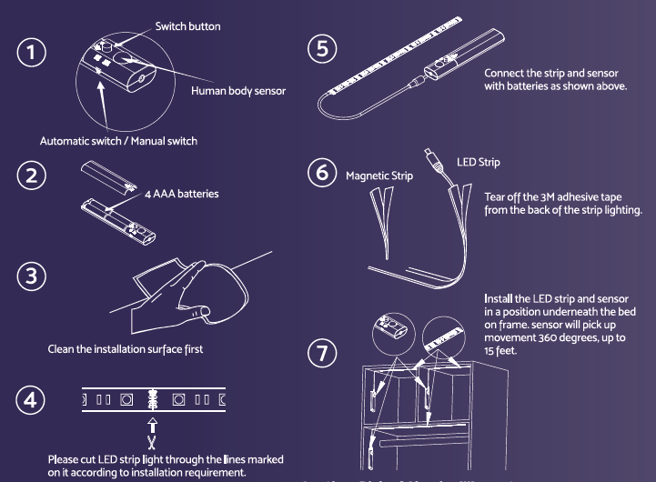 Sleep Mode Bed Light - Under Bed Strip Lighting