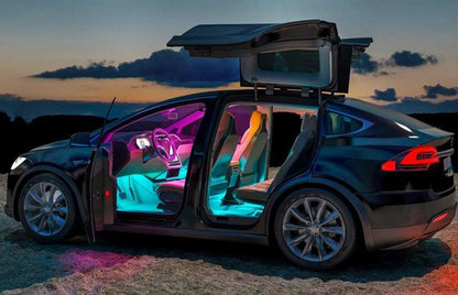 Wireless Interior Vehicle Lighting. Fun Battery Powered Car Lights - 4-Pack With Charger.