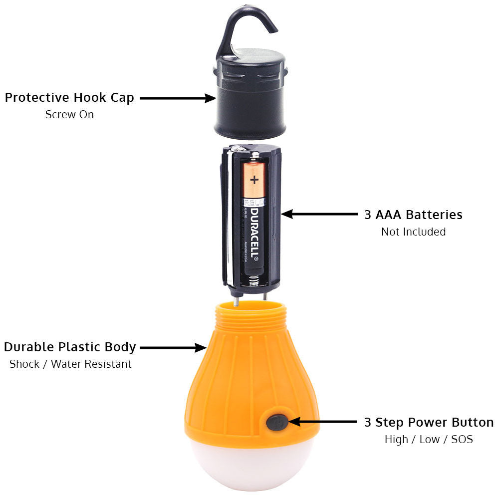 Portable Sunset Lamp - Battery Power Hanging Tent Camping Light Bulb - No Blue Light