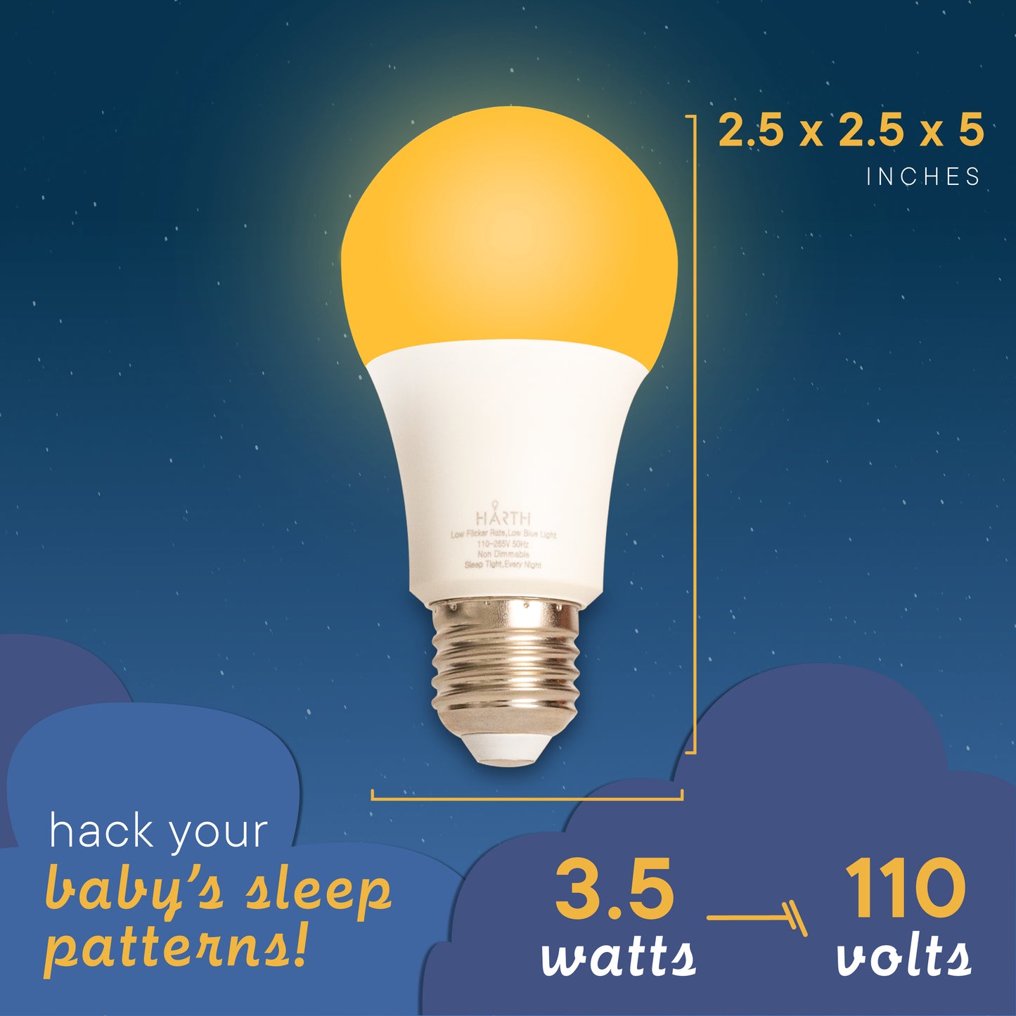 Nite-Nite Light Bulb (3 Watts) Perfect for Nursery. Dimmable.