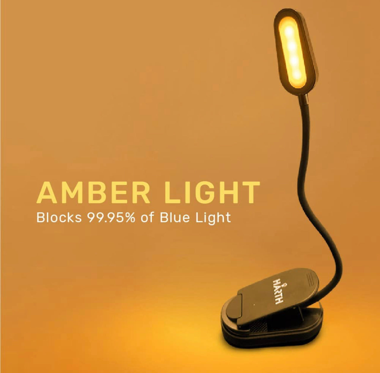 Reading Lamp - Low Blue Light - Amber Clip-On Study Light